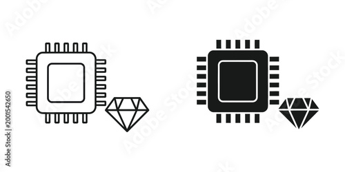 Comparison of a standard processor chip and a high-performance processor chip with diamonds.