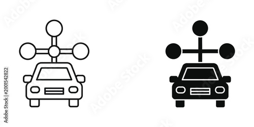 Comparison of a standard car and a car with autonomous driving technology sensors
