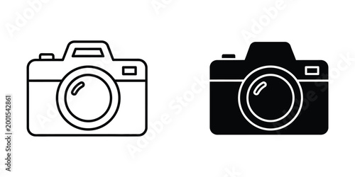 Contrast between classic and modern camera designs in black and white illustration