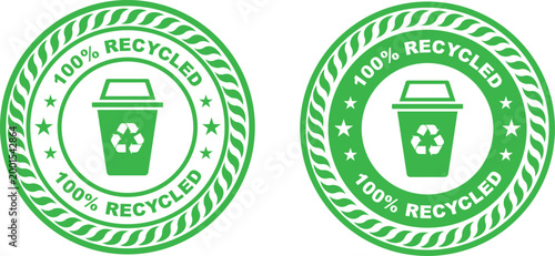 recycled bin icon with green circular border on white background