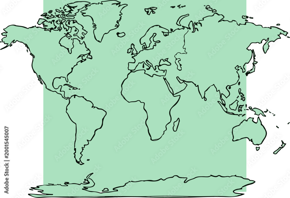 Fototapeta premium World Map Outline Illustration Graphic.