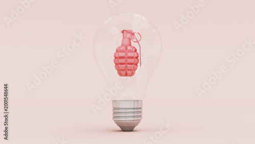 Lightbulb Grenade Explosive Danger Mental Health Psychology Concept 3D Illustration