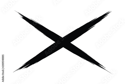 Brush stroke black cross mark sign icon texture on white background collection of rejection x symbol vector illustration