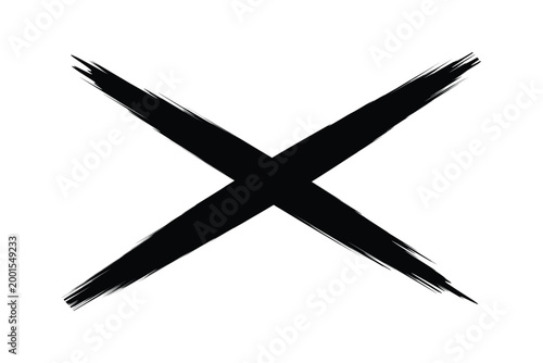 Brush stroke black cross mark sign icon texture on white background collection of rejection x symbol vector illustration