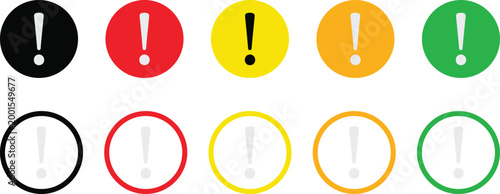 Set of caution warning signs. Warning symbols with exclamation mark, fatal error message, danger icons, attention sign. Vector.