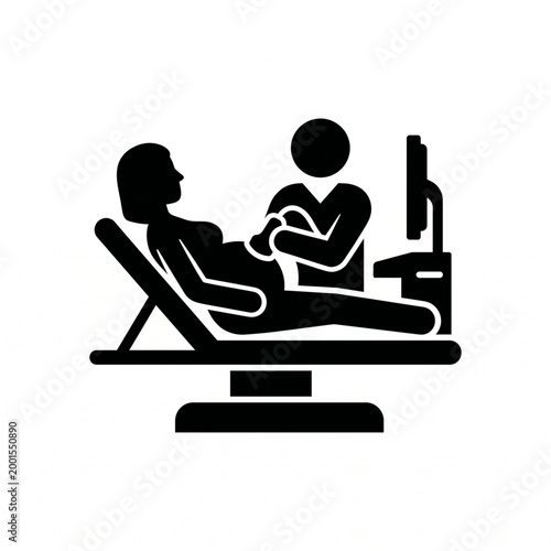 Flat Icon of Ultrasound Examination in Obstetrics