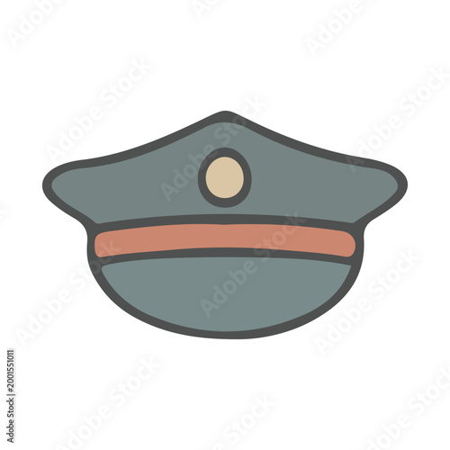 Simple hand-drawn police or military officer service cap illustration