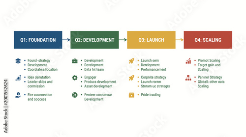 Business Development Strategy with Four Quarters Foundation Development Launch Scaling.