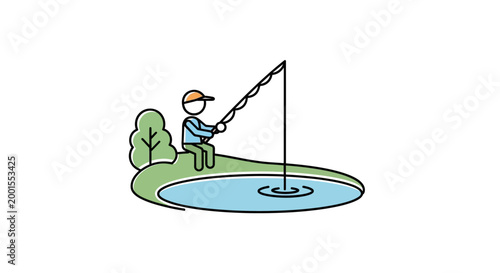 Man fishing alone by the water.