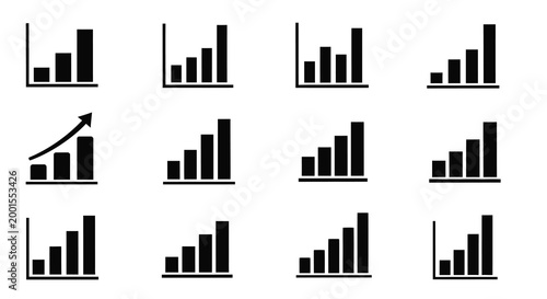 Foto bar graph icons in silhouette style high quality professional detailed