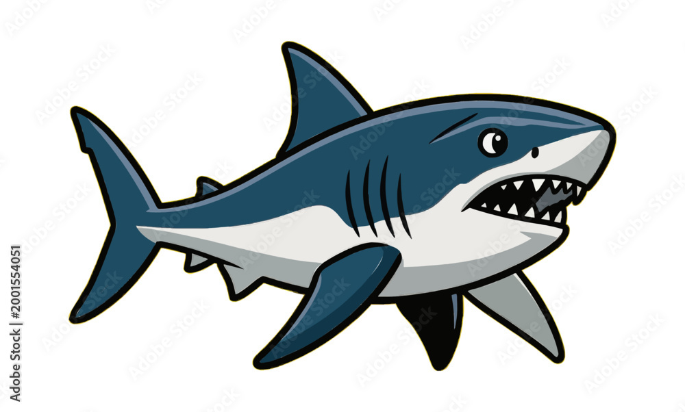 Obraz premium Shark Predator Mascot Vector Icon on Black Background