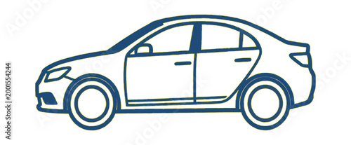 Simple Car Outline Vector Icon on Black Background