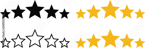5 star ranking icon set. Five stars review rating vector illustration. Top quality rating symbol.