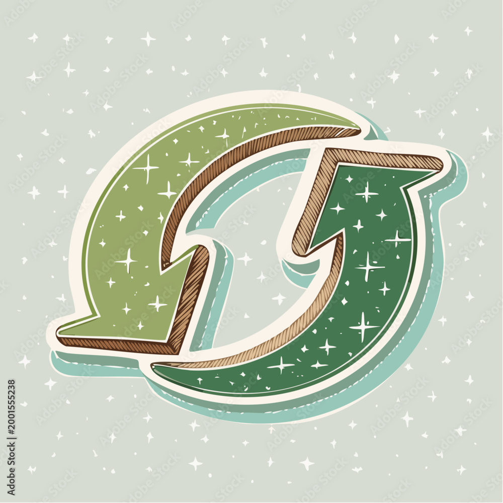 Naklejka premium Recycle symbol with arrows in green and brown