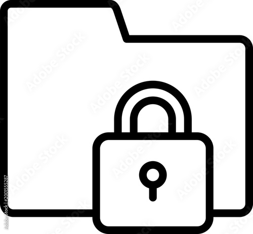 Black folder security icon - outline