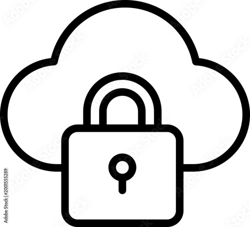 Black cloud security icon - outline