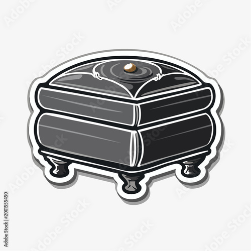 Ornate Black Jewelry Box with Pearl Accent