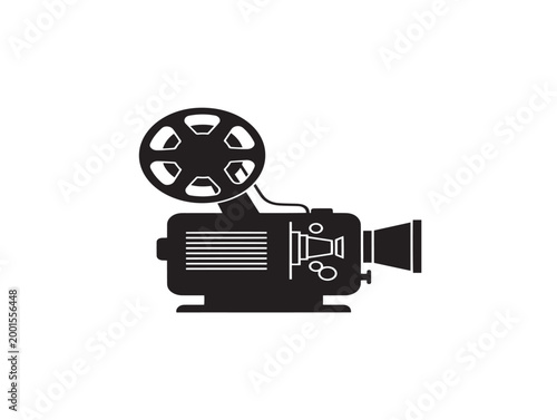 vintage film camera with clapperboard and steering wheel vector illustration