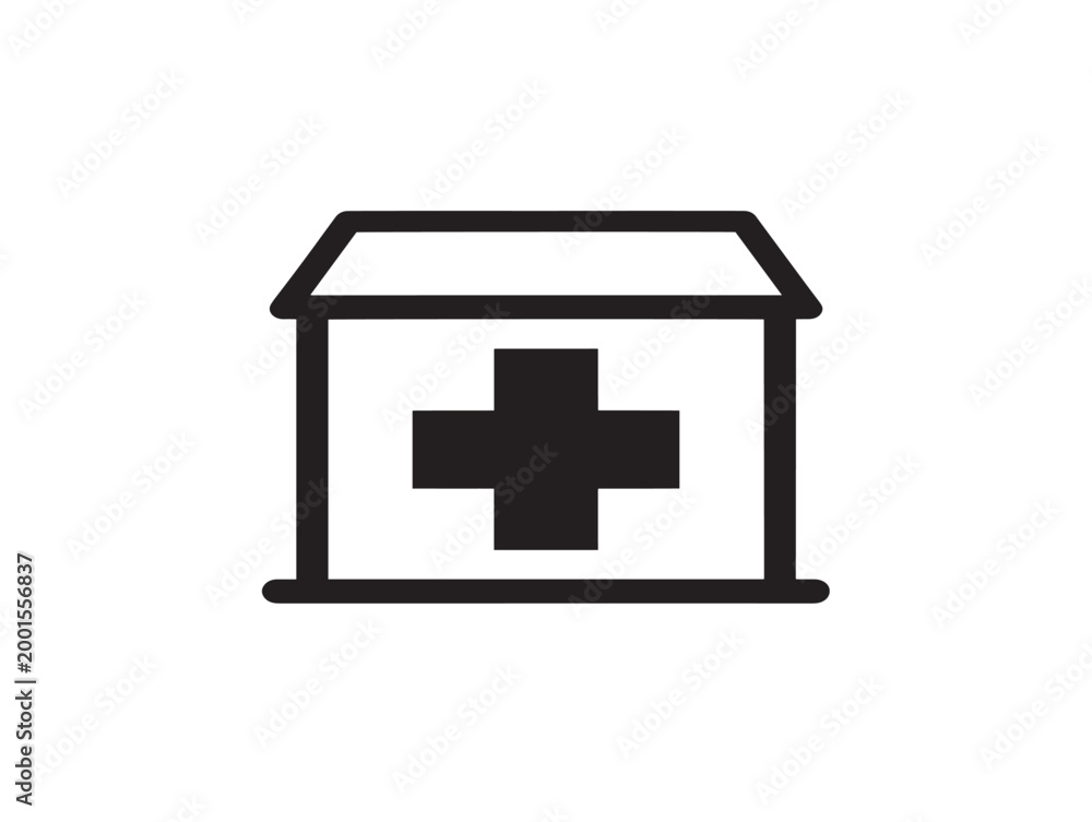 Obraz premium First aid kit icon with cross symbol, minimalist flat design vector illustration