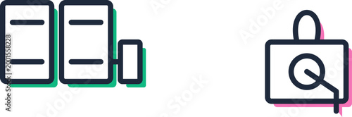 Portable solar panel charger and hand crank power generator icons set for renewable energy sources illustration.  illustration