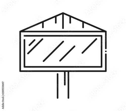 Exhibition ad billboard stand display line icon or pictogram. Trade show presentation billboard lineart icon, promo stand display outline vector symbol. Retail outdoor light box pictogram or sign