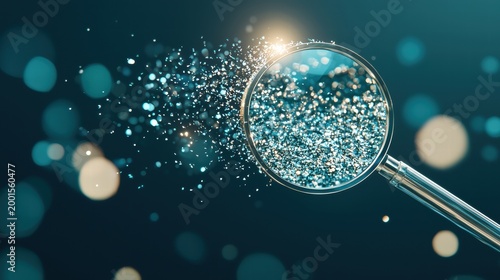 Solution Magnifying Glass A magnifying glass focusing on a specific word or phrase in a document, representing research, analysis, and finding key information.