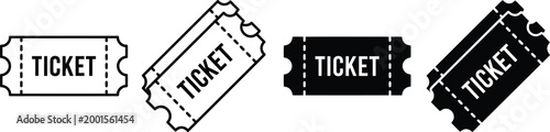 Ticket icon. Simple ticket illustration. Cinema, theatre, concert or event pass symbol isolated.