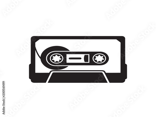 vintage cassette tape flat design vector illustration on dark background