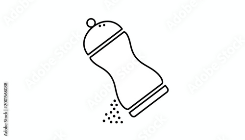 Salt shaker icon, black line drawing, kitchen utensil, simple illustration