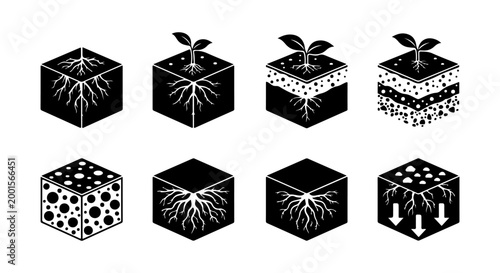Illustrations of Soil Layers and Root Systems in Cross-Section A Visual Guide to Earth's Structure