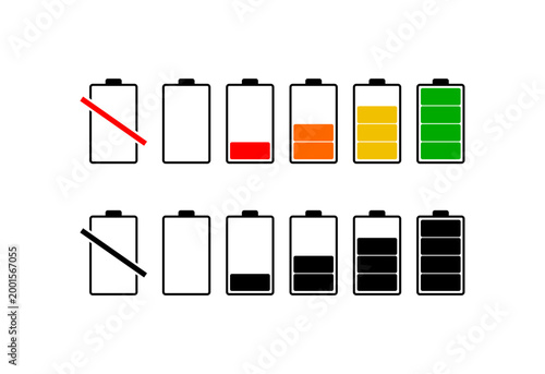Vector illustration of a full energy battery level indicator icon isolated on white background