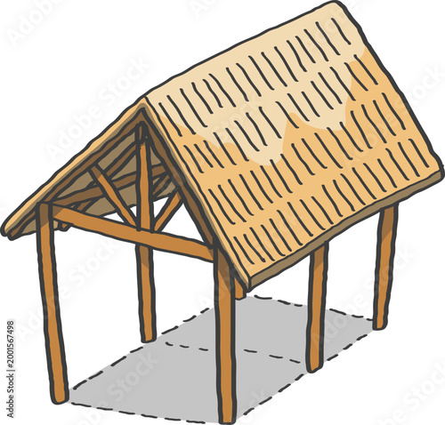 Illustration of a Thatched Roof Structure