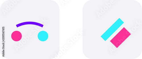 Minimalist geometric icons representing abstract legal balance and structured modern design elements in digital illustration