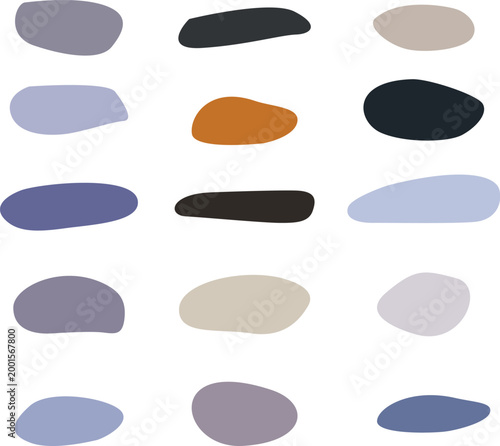 Abstract set minimalist stone shapes in pastel and earthy tones vector illustration