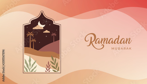 Ramadan Mubarak Greeting Abstract Shapes Collage Background