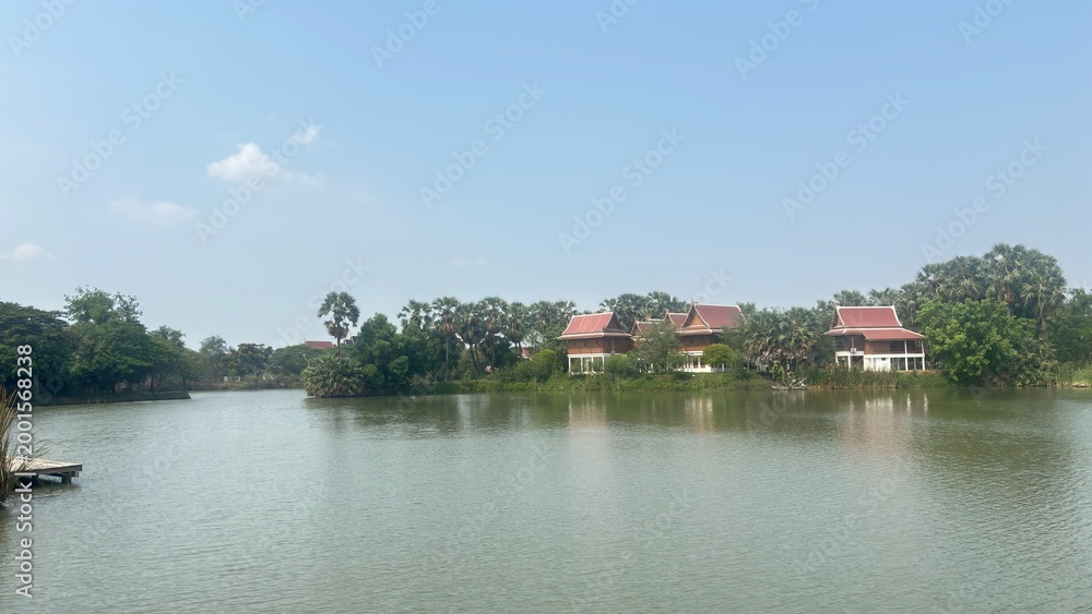 Fototapeta premium small village on the river