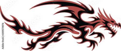 Adobe Illustrator Artwork. Red Flame Wing Abstract – Dynamic Fire Design Element.