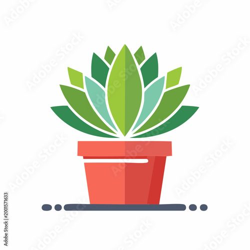 Stylized Succulent Plant in a Red Pot