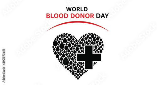 Creative vector graphic illustration representing world blood donor day with a heart made of droplets
