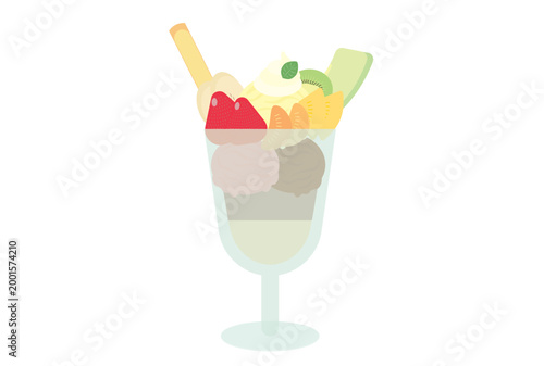 豪華なフルーツパフェのアイコンイラスト