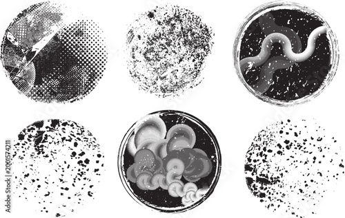 Grunge post Stamps Collection, Circles. Banners, Insignias , Logos, Icons, Labels and Badges Set . vector distress textures.blank shapes.
