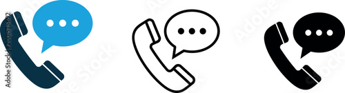 Fotografía Phone call and message icons with speech bubble customer service telephone han