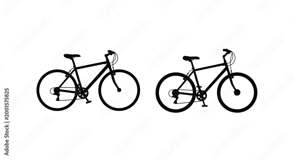 Fototapeta premium two bicycles silhouette on white background high quality professional detailed