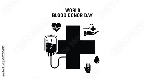 World blood donor day vector illustration graphic design showing healthcare icons and medical symbols
