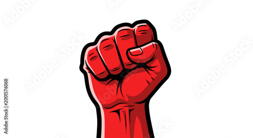 Red clenched fist illustration for protest and revolution concepts