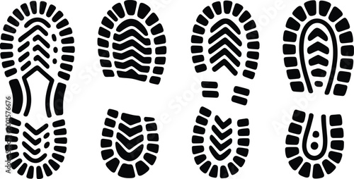 Shoe print tread marks and sneaker sole patterns