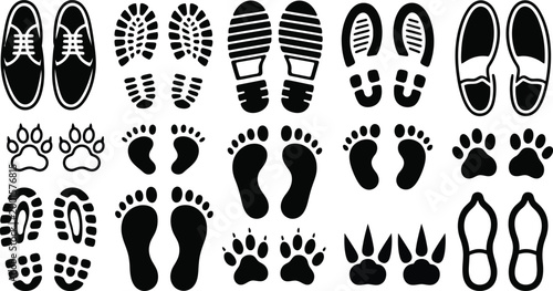 Footprint Shoe Sole Tracks Paw Prints Silhouette