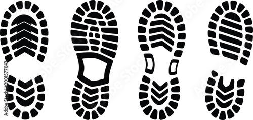 Shoe Footprint Vector Set Boot Print Tread Icons