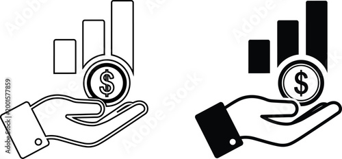 Wallet income growth chart silhouette