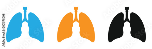 Lungs icon set in blue, Orange, And black on white background for health concepts vector illustration